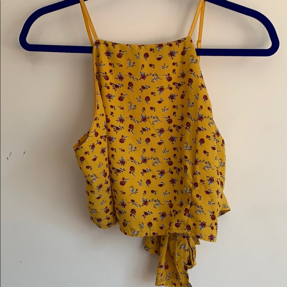 yellow tank top with floral print